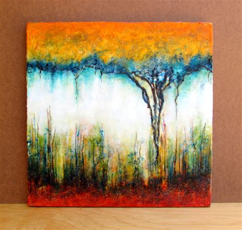 Original Encaustic Abstract Painting Large Textured By Klynnsart