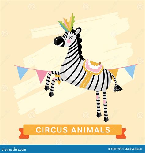 Circus Zebra Vector Animal Series Stock Vector Illustration Of Cute
