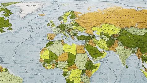 Mondo Colourmap Ver 1 Plastificato Carta Geografica Murale