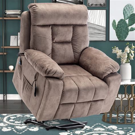 Btmway Large Lift Recliner Extra Wide Electric Lift Chair With Heat Therapy And Massage Velvet