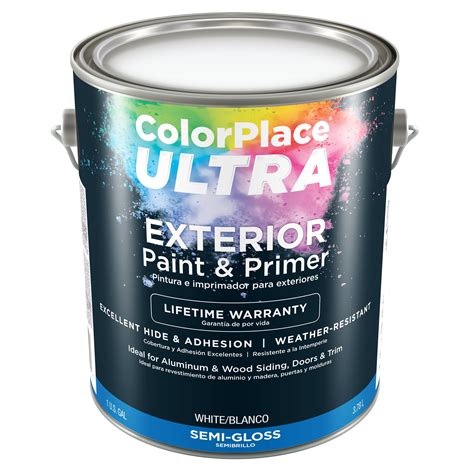 Color Place Ultra Semi Gloss Exterior White Paint And Primer 1 Gal