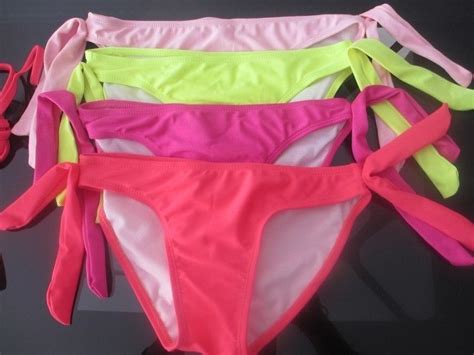 2021 Sexy Fluorescent Neon Bikini Set String Halter Push Up Padded Biquini Brazilian Women