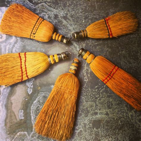 Whisk Brooms Wooden Handles Five Vintage Straw Brooms Etsy
