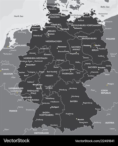 Black And White Map Of Germany Royalty Free Vector Image