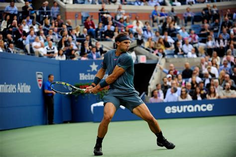 Rafael Nadal Hits A Backhand During The Mens Singles Final Against