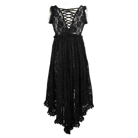 Black Lace Romantic Goth Night Dress By Eva Lady The Dark Store