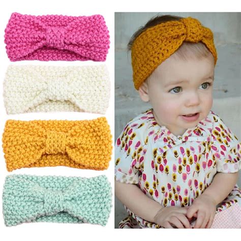 Newborn Knit Crochet Top Knot Elastic Turban Headband Kids Girls Head