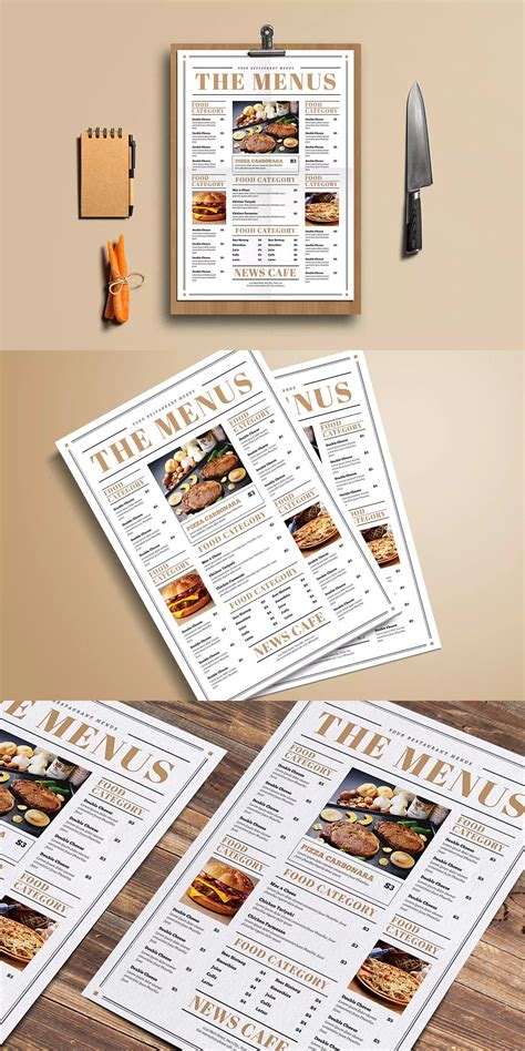 Newspaper Style Food Menus Template Ai Psd Cafe Menu Design Food Menu
