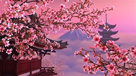 Sakura Trees Anime Aesthetic Download 8x8 Wallpaper Cherry Blossom