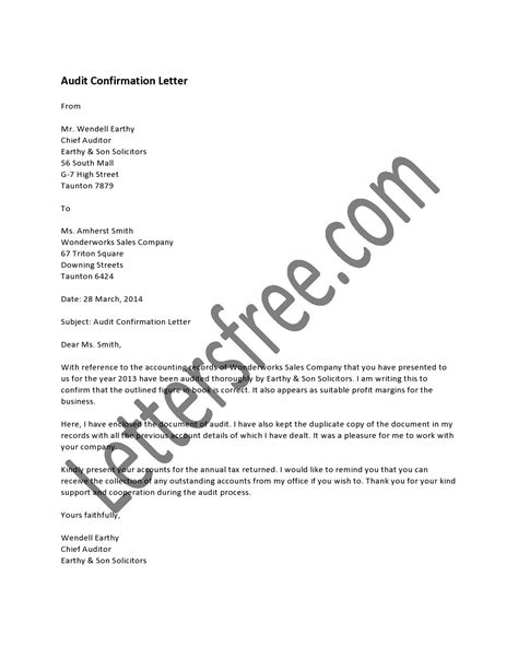 Bank comfort letter (bcl) readiness, willingness and ability (rwa) to be completed on buyer 's bank letterhead confirmation of funds certificate date: An audit confirmation letter is usually written by the ...