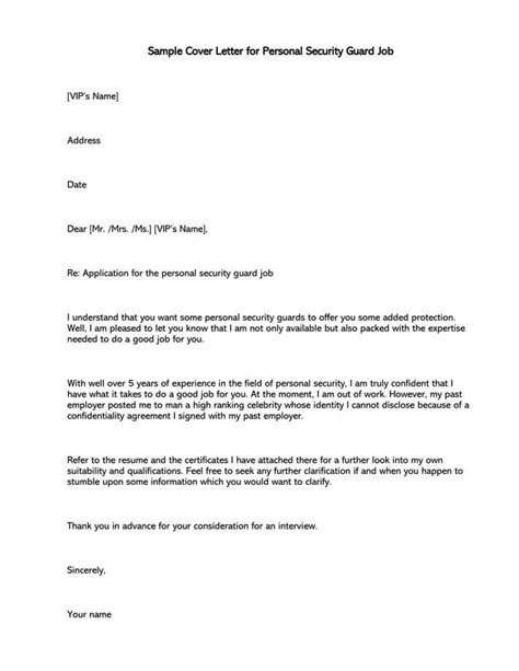 security guard cover letter  sample letters writing