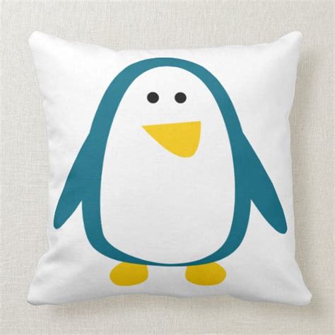 Blue Yellow Cute Penguin Animation Illustration Throw Pillow Zazzle