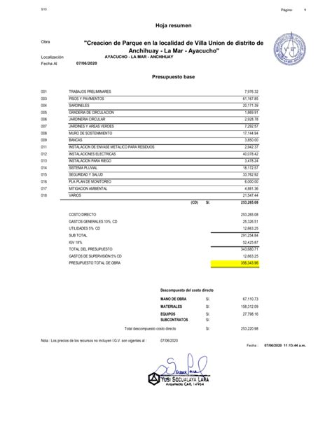 Ejemplo De Presupueso De Obra Resumen Milformatos Com Vrogue Co