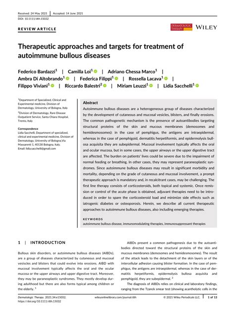 Therapeutic Approaches And Targets For Treatment Of Autoimmune Bullous