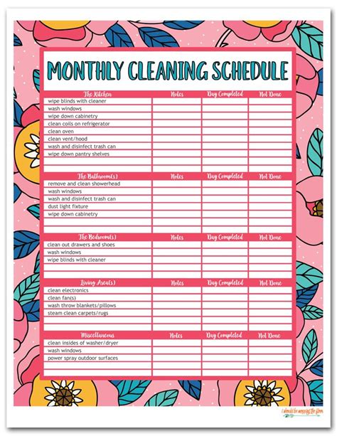 Get Printable House Cleaning Checklist Daily Weekly Monthly Png