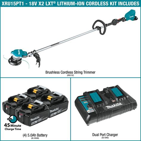 Makita Xru Pt V X V Lxt Brushless Cordless String Trimmer Ah Kit With Batteries