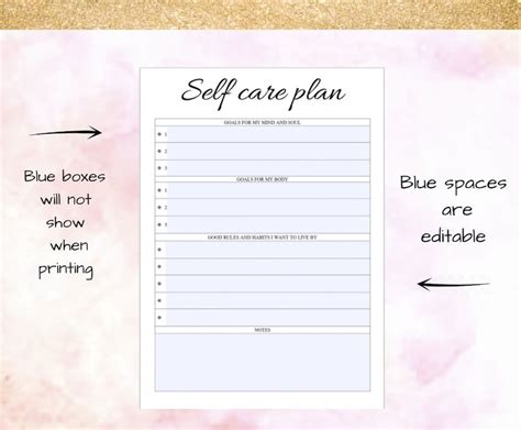 Self Care Planner Self Care Workbook Self Care Printable Etsy