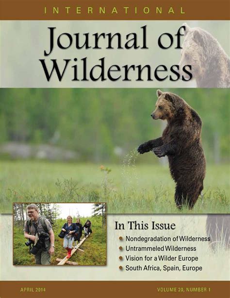 International Journal Of Wilderness Volume 20 No 1 April 2014 By
