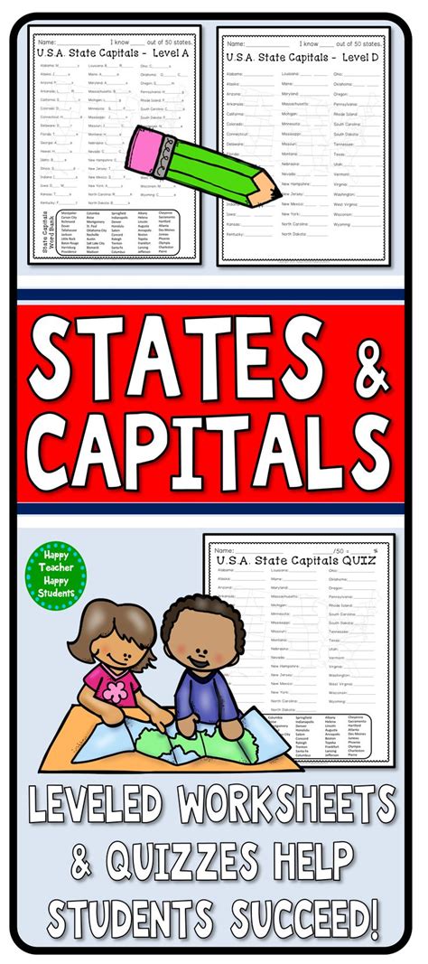 State Capitals 4 Worksheets And 2 Quiz Tests Usa States And Capitals