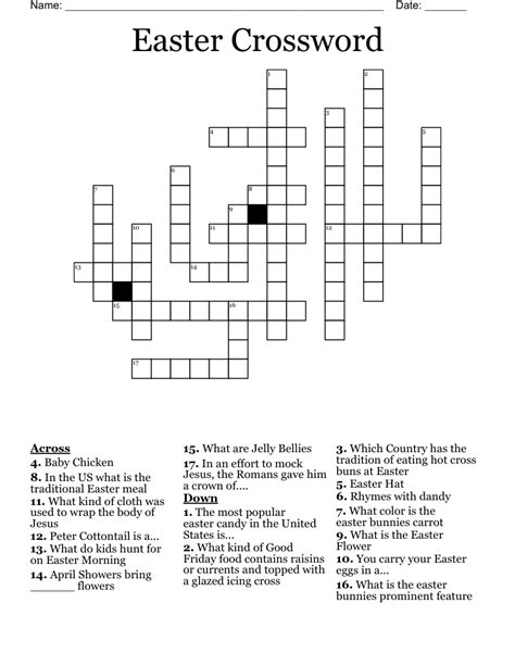 Easter Crossword Puzzle Wordmint