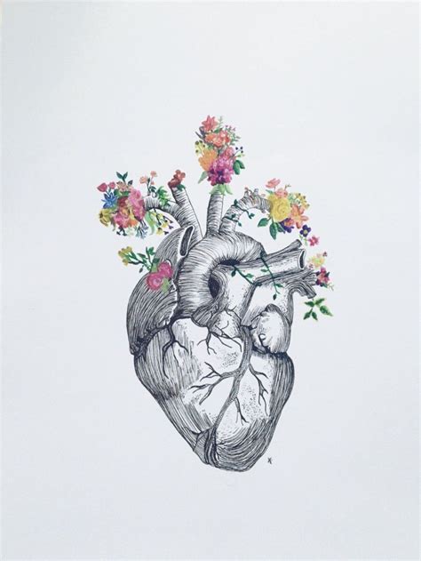 Anatomical Heart Flowers Anatomical Heart Art Heart Drawing