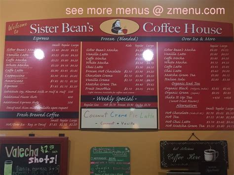 They will come for the drinks and stay for the atmosphere as they say. Online Menu of Sister Beans Coffee House Restaurant ...