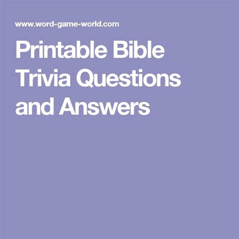 The 25 Best Bible Trivia Ideas On Pinterest Verses About Youth