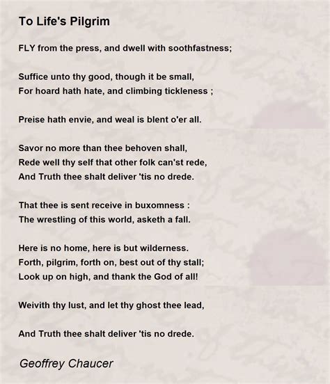 To Lifes Pilgrim Poem By Geoffrey Chaucer Poem Hunter