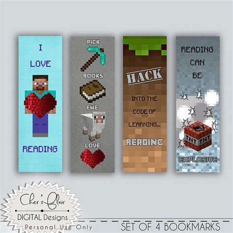 Bookmark Favour With Images Minecraft Theme Bookmark Free Printable