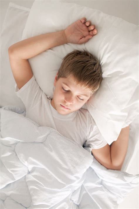 Cute Boy Sleeping On Pillow Stock Photo Image Of Mouth Night 18919108