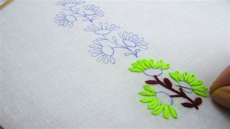 Hand Embroidery New Border Line Design Lazy Daisy Stitch Youtube