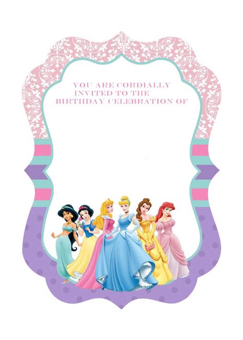 Free Printable Ornate Disney Princesses Invitation Disney Princess