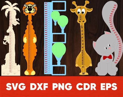 Height Ruler Inch Svg Wood Laser Cut File Dxf Vinyl Growth Etsy