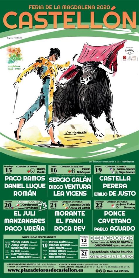 Carteles De La Feria Taurina De Castellón 2020 Peña Taurina El Salcedo