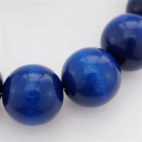 Navy Blue Chunky Necklace Navy Wooden Bead Necklace Blue Etsy
