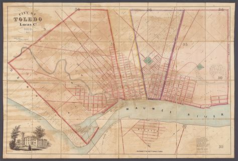 A rare case map of Toledo Ohio from 1852 - Rare & Antique Maps