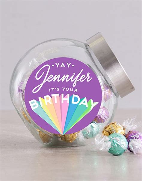 Personalized Rainbow Birthday Candy Jar Hamperlicious
