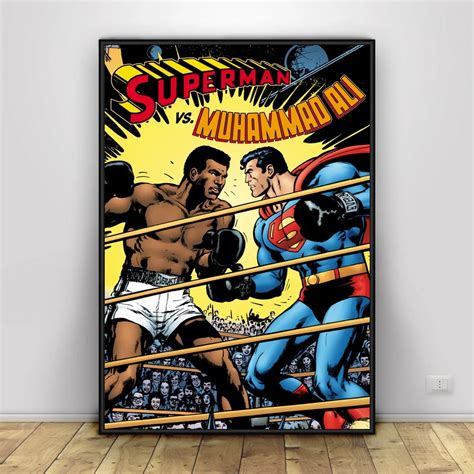 Muhammad Ali Vs Superman Superheroes Comic Art Silk Poster Home Decor