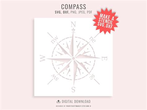 Compass Rose Windrose Design SVG DXF Png Jpeg Pdf Make Paint Etsy UK