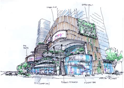 Retail Planning Retail Facade Mixed Use Project Sketch Randy Carizo