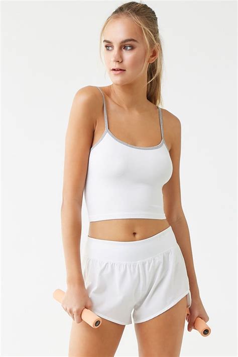 Active Ribbed Contrast Cropped Cami Forever Sporty Outfits Chic Fall Outfits Cropped Cami