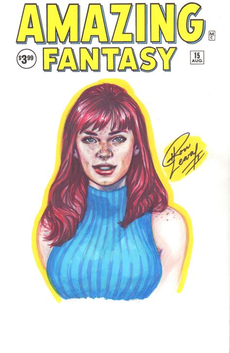Amazing Fantasy Sketch Cover Of Mary Jane By Ron Leary In Samuel Amiet