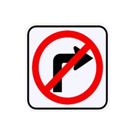 No Right Turn Symbol Sign Municipal Grade Dot Street Parking Road R3