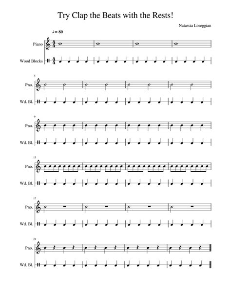 Listen to the music and try to identify the missing notes Clap the Beats with the Rests! sheet music for Piano, Percussion download free in PDF or MIDI