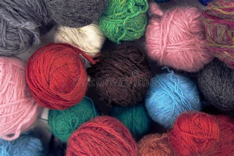 Set Of Colorful Wool Yarn Balls Stock Photo Image Of Blue Wool