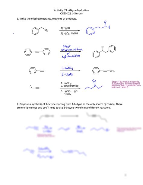 Solution Organic Chemistry Alkyne Hydration Practice Problems Answers