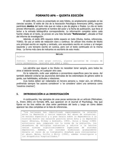 Formato Apa Quinta Edición Perspectivas De La Comunicación