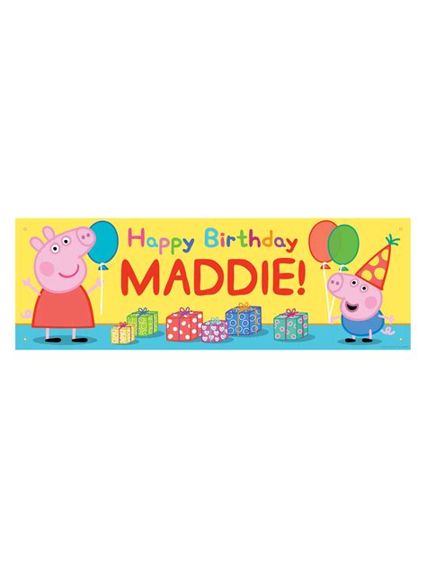 Personalized Peppa Pig Happy Birthday Banner 72l X 24w