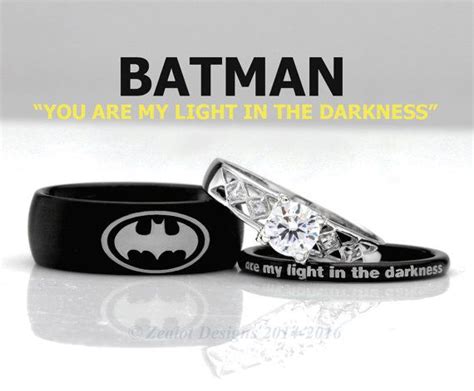 Batman His And Hers 3piece Silver Custom Engagement Set Tungsten