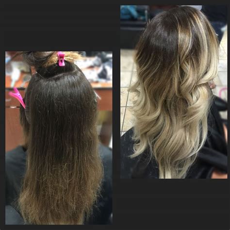 Before And After High Contrast Balayage Ombre Long Hair Styles Ombre Balayage Balayage